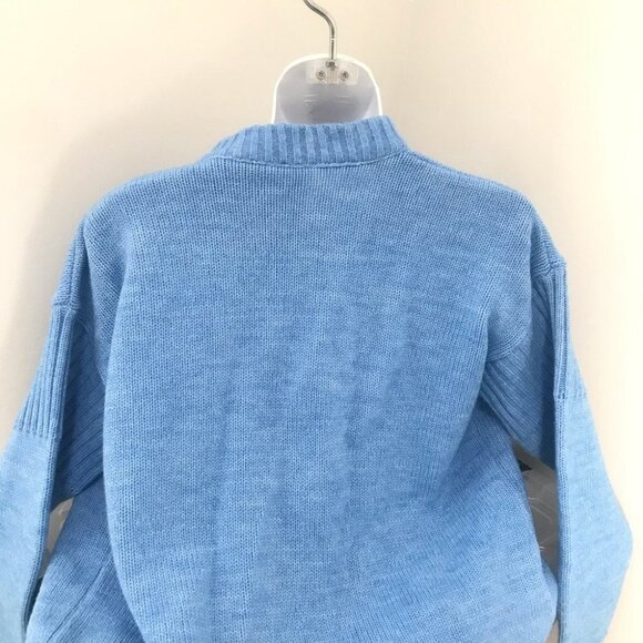 Cooper Blue Pastel Wool Blend Knit High Neck Zip Up Sweater Cardigan Women M - Picture 11 of 12